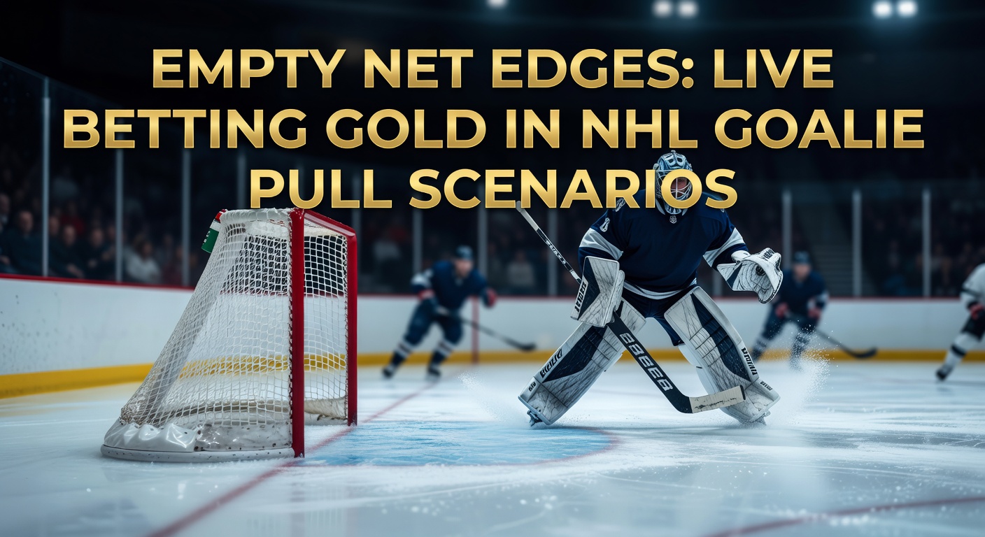 NHL-Spielszene mit leerem Tor nach Goalie-Pull, Puck fliegt Richtung Netz